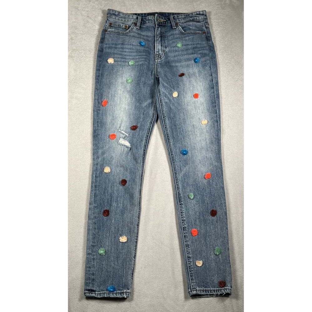 Lucky Brand Bridgette Skinny Pompom Jeans Women‎ Size 6/28 Blue Denim